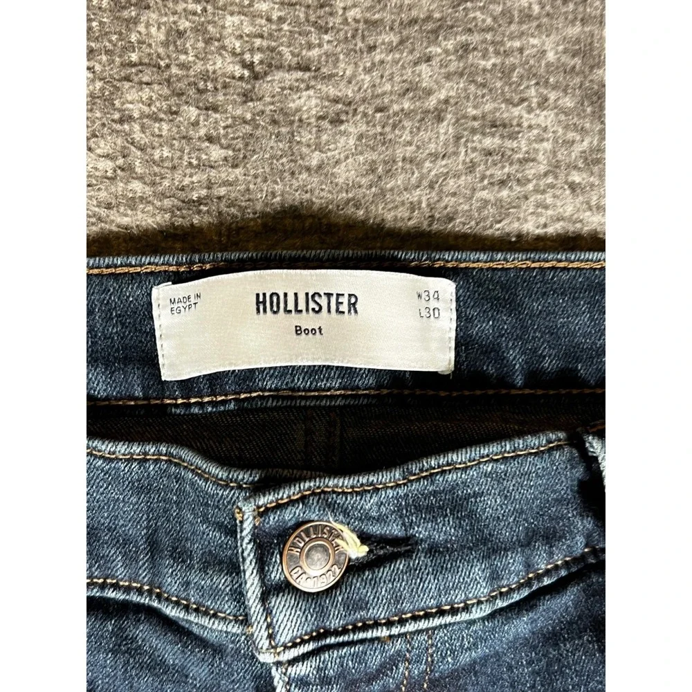 Hollister Bootcut Jeans Mens‎ 34x30 Dark Wash Denim Blue Fits 34x29